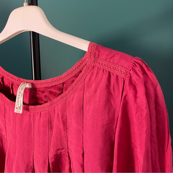 SzM 100% Silk Boho Bouse in Dark Pink. - Picture 5 of 7